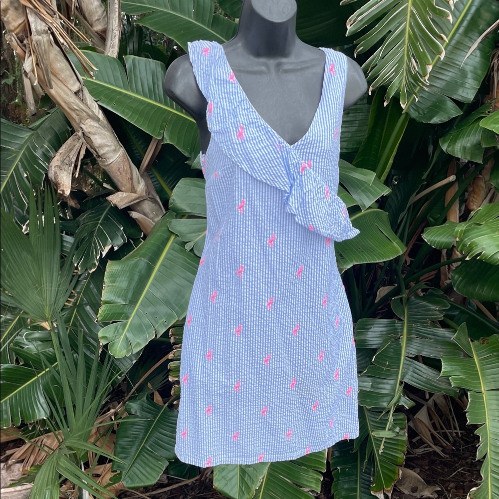 Crown and Ivy Sea soccer striped seahorse dress with ruffles